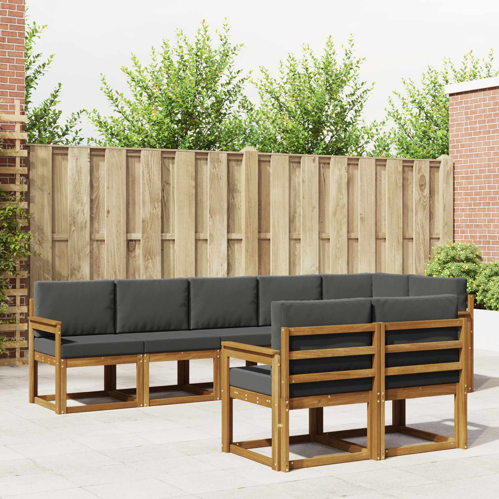 Set vanjskih sofa s jastukom 8 pcs Prirodna i antracit