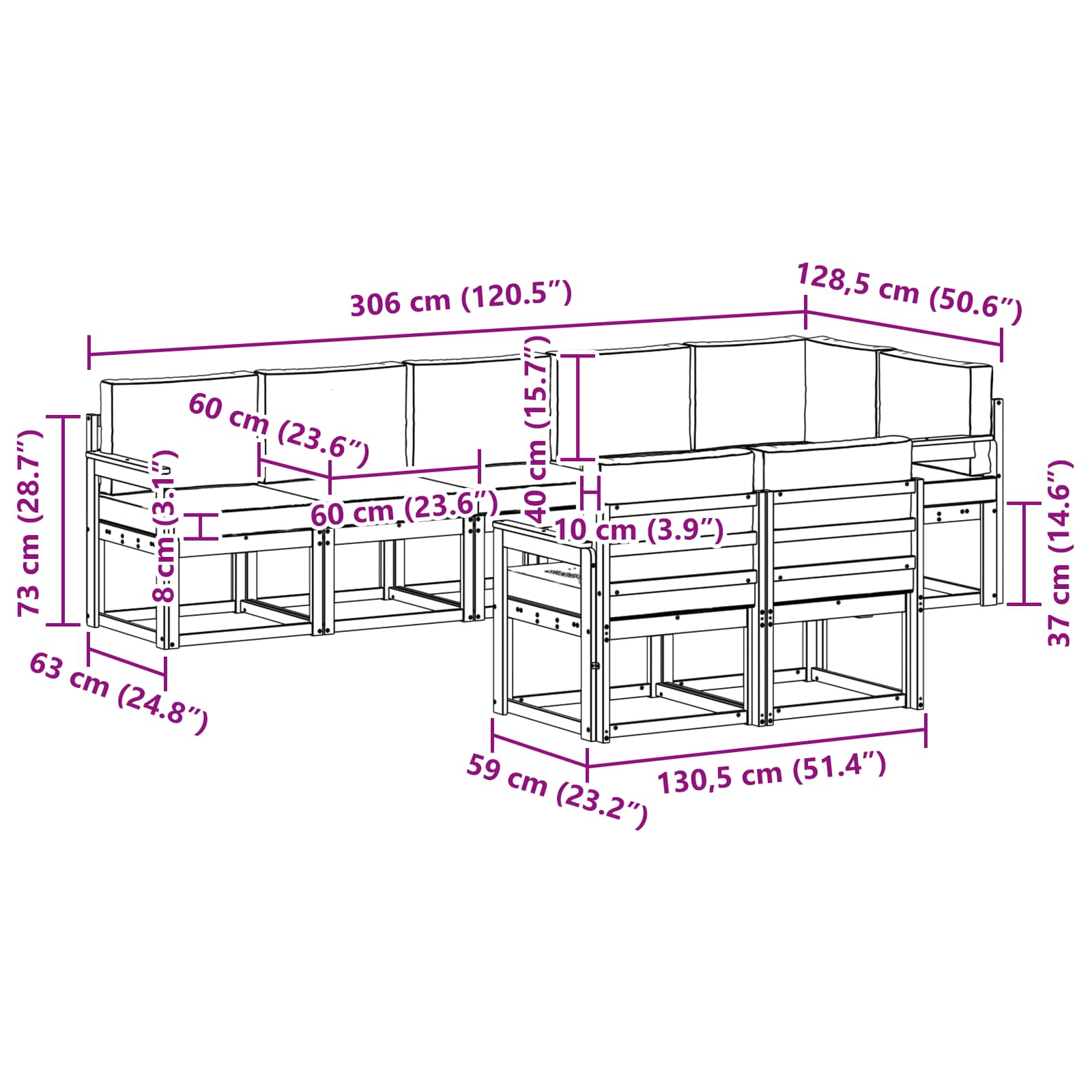 Set vanjskih sofa s jastukom 8 pcs Prirodna i antracit