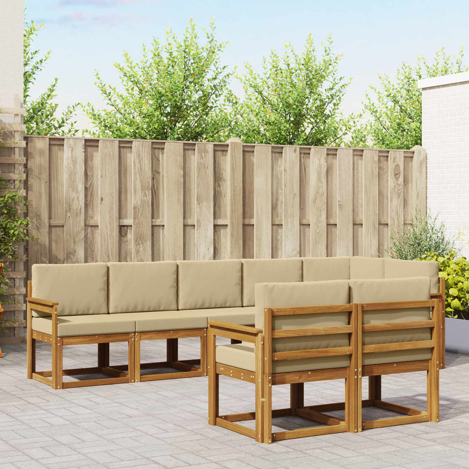 Set vanjskih sofa s jastukom 8 pcs Prirodna i bež