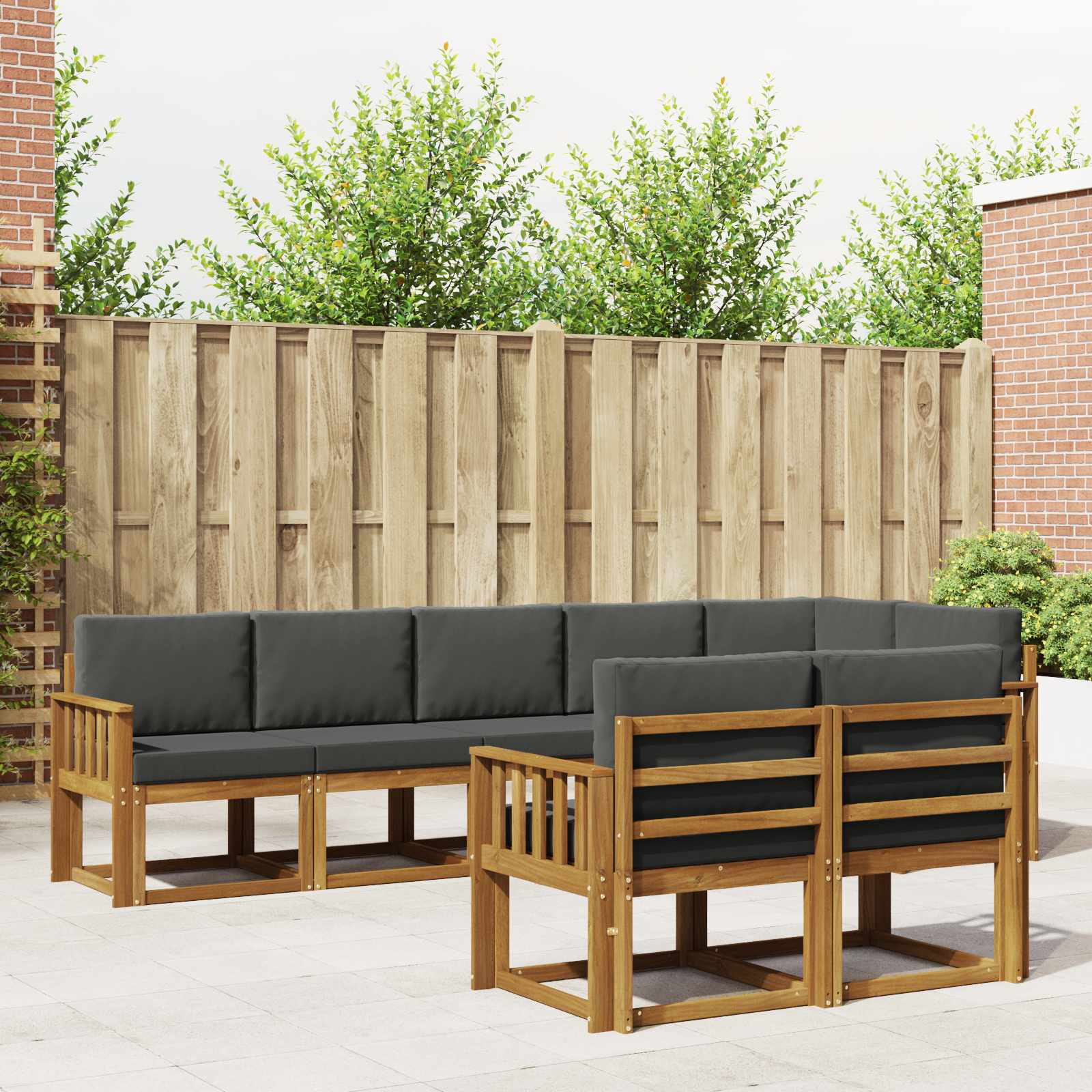 Set vanjskih sofa s jastukom 8 pcs Prirodna i antracit