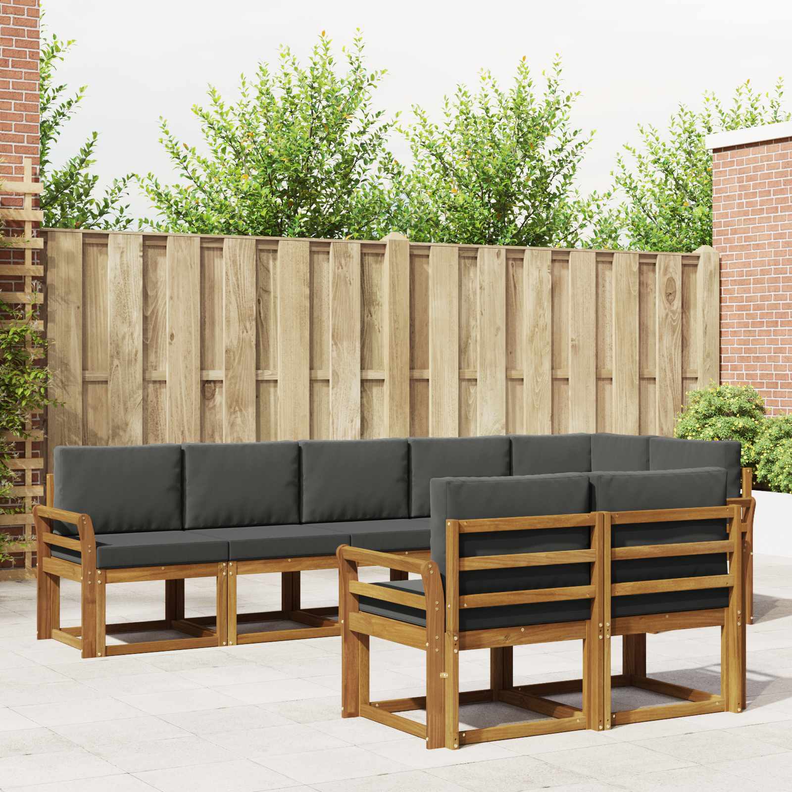 Set vanjskih sofa s jastukom 8 pcs Prirodna i antracit