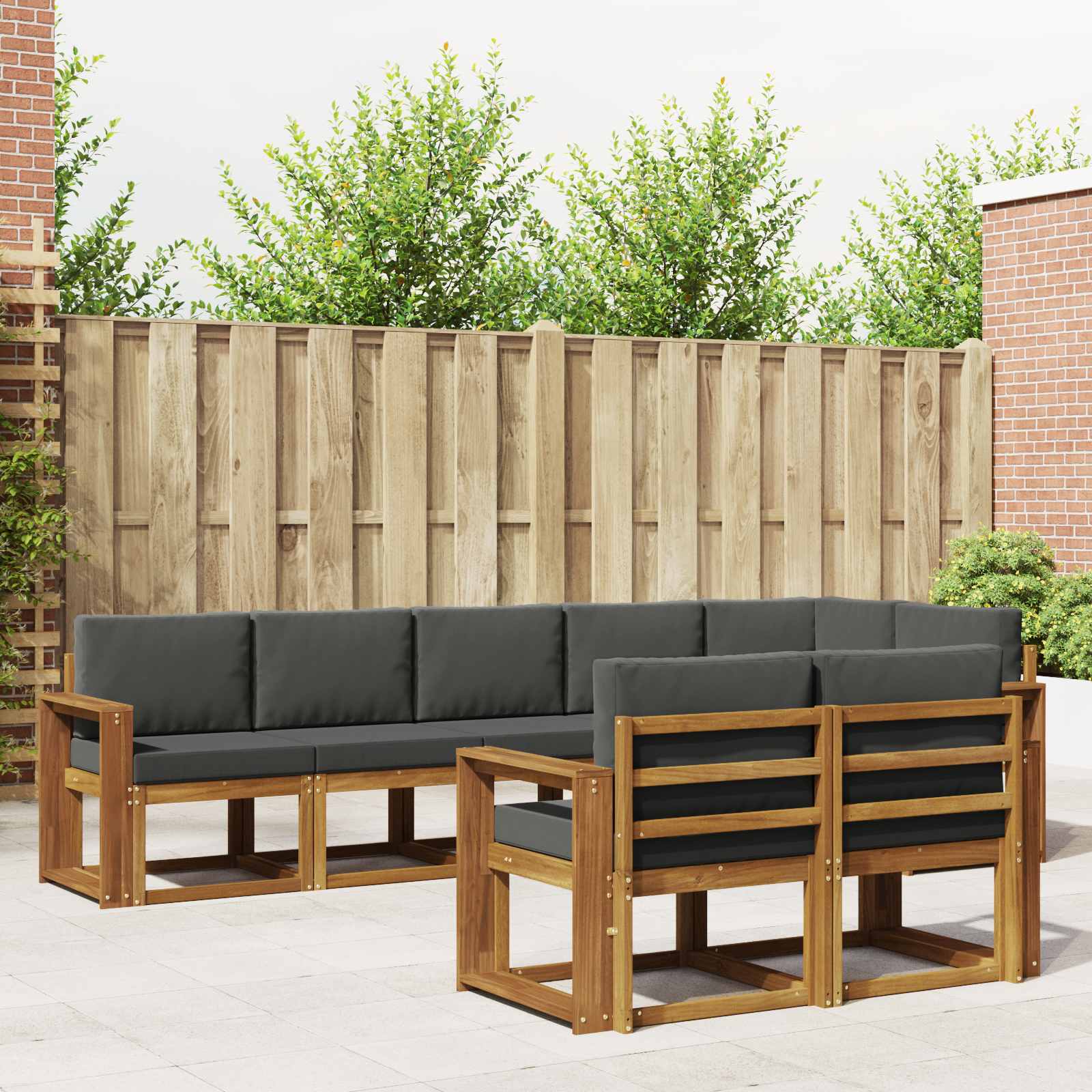 Set vanjskih sofa s jastukom 8 pcs Prirodna i antracit