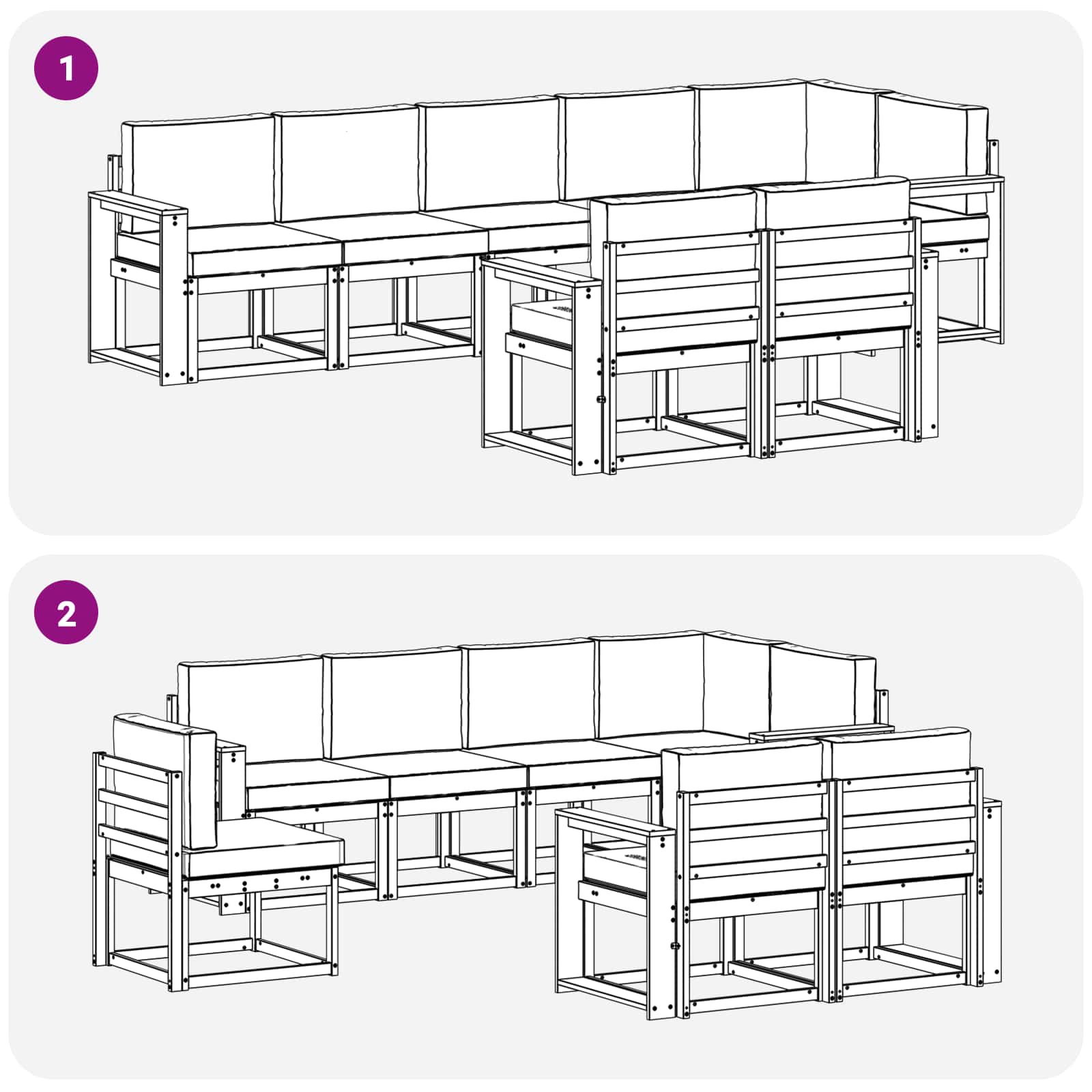 Set vanjskih sofa s jastukom 8 pcs Prirodna i antracit