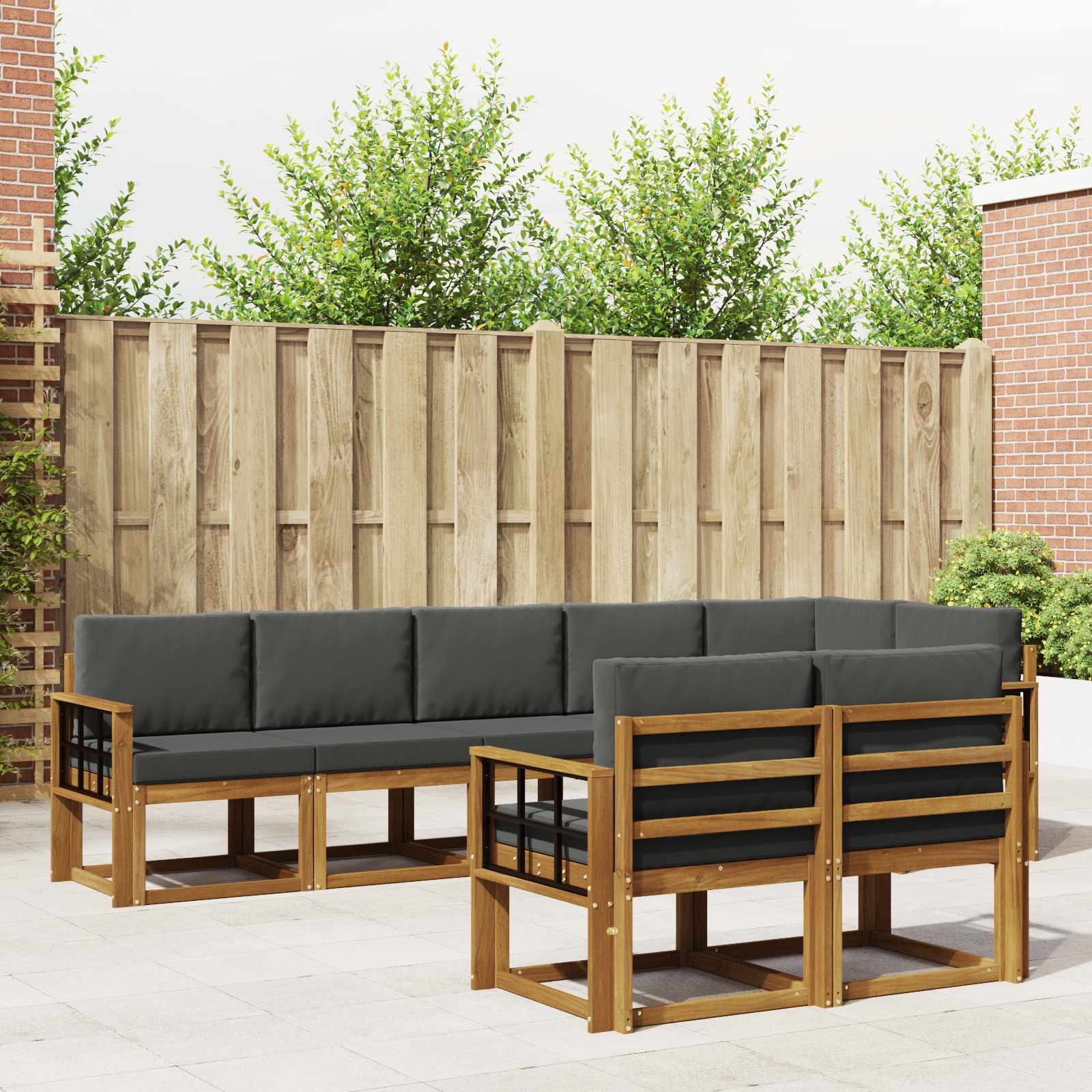 Set vanjskih sofa s jastukom 8 pcs Prirodna i antracit