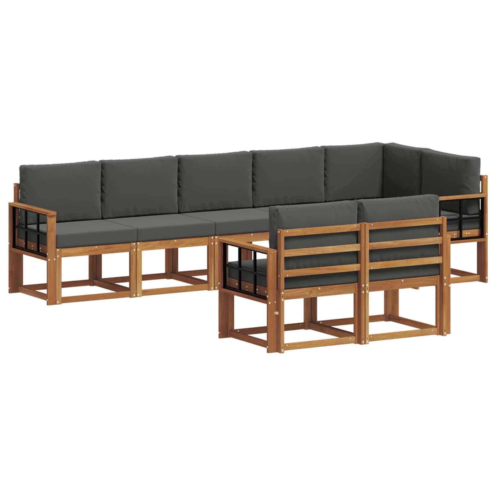 Set vanjskih sofa s jastukom 8 pcs Prirodna i antracit
