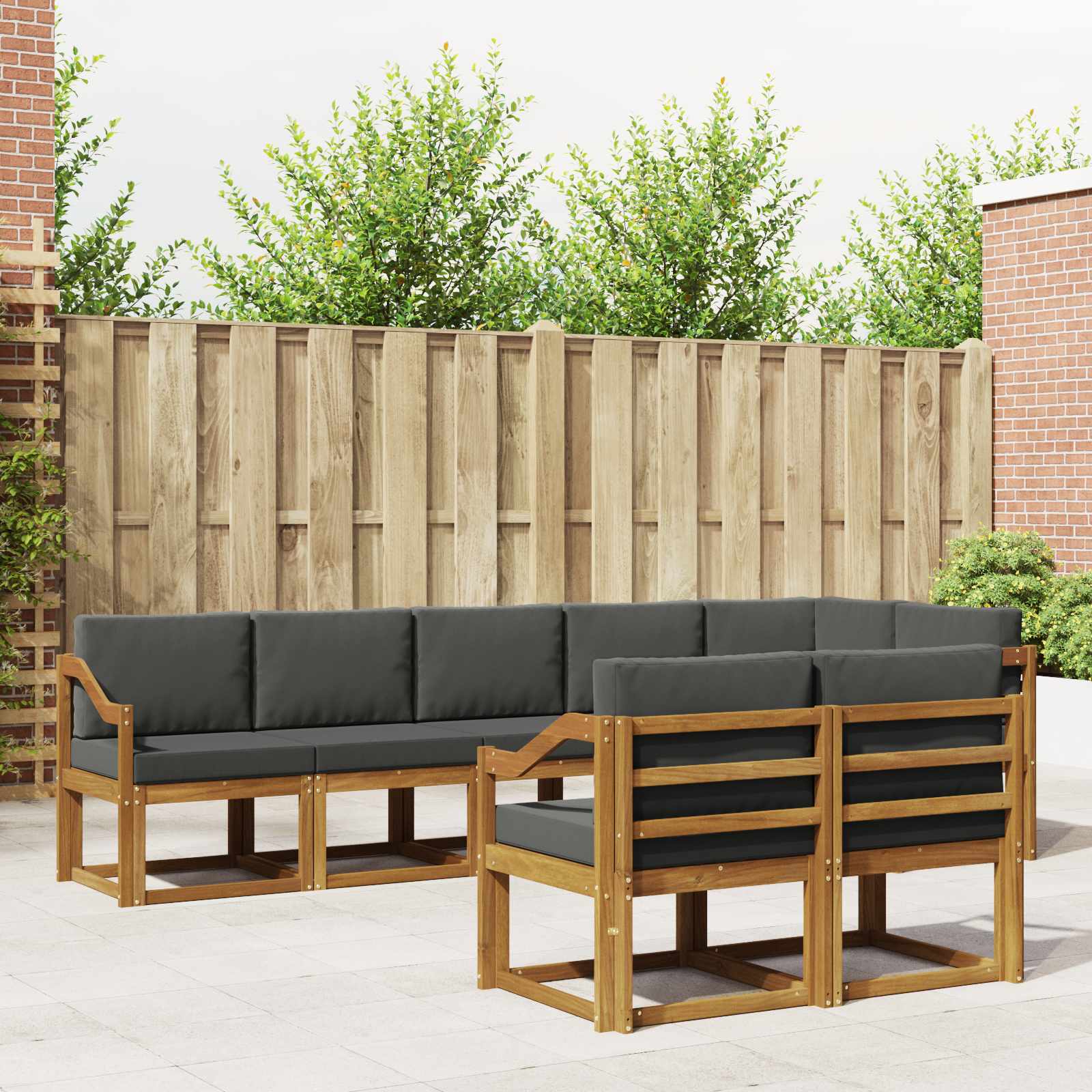 Set vanjskih sofa s jastukom 8 pcs Prirodna i antracit