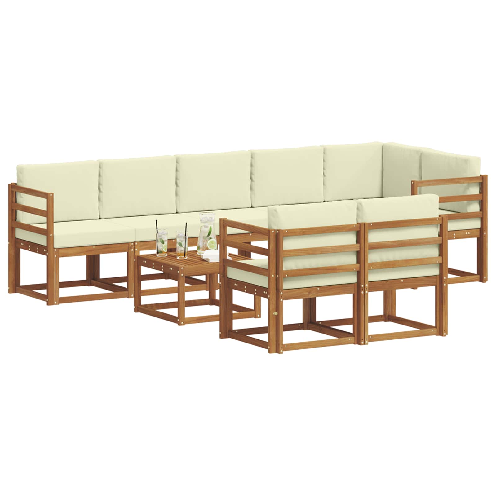 Set vanjskih sofa s jastukom 9 pcs Prirodna i krem