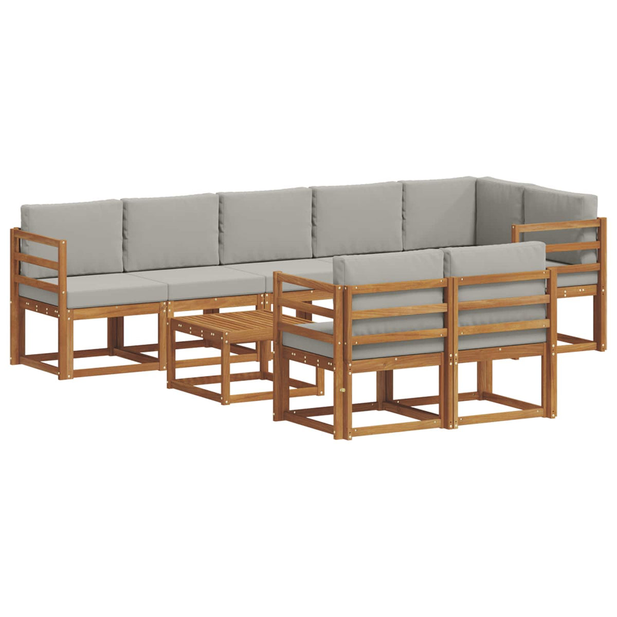 Set vanjskih sofa 9 kom. Prirodna i svijetlo siva