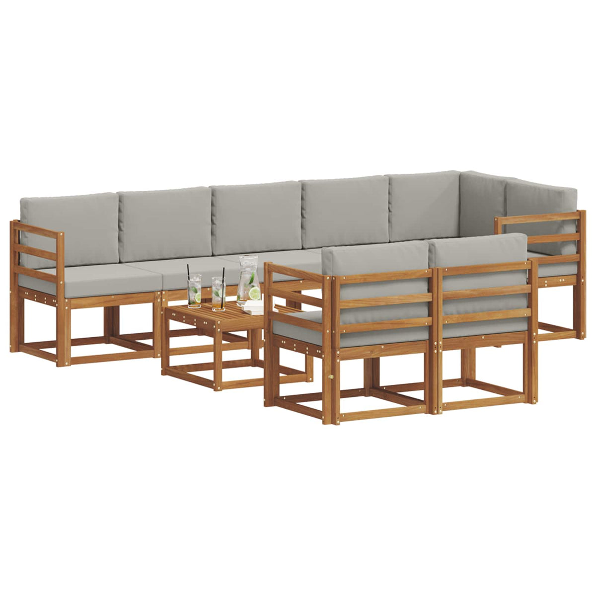 Set vanjskih sofa 9 kom. Prirodna i svijetlo siva