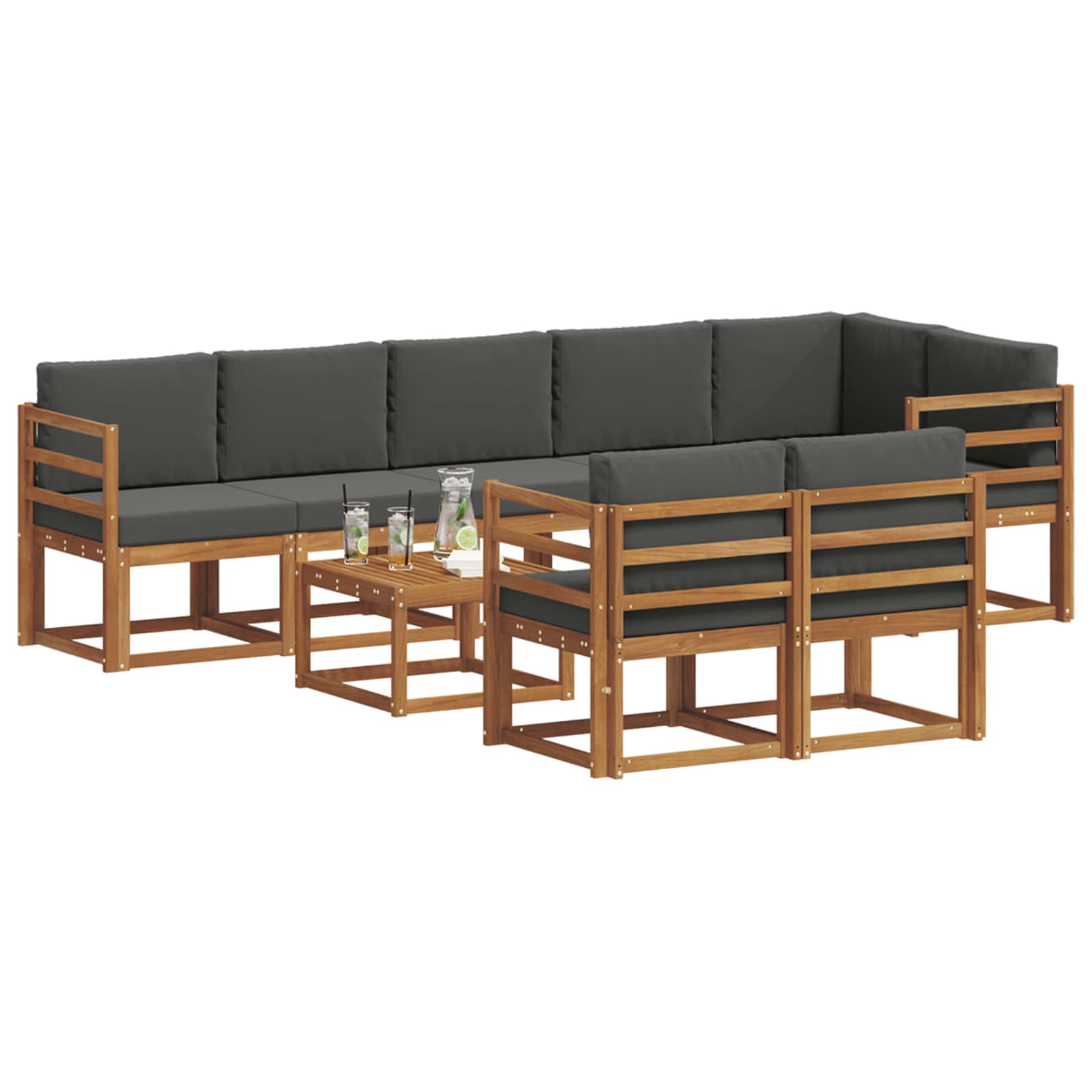 Set vanjskih sofa s jastukom 9 pcs Prirodna i antracit