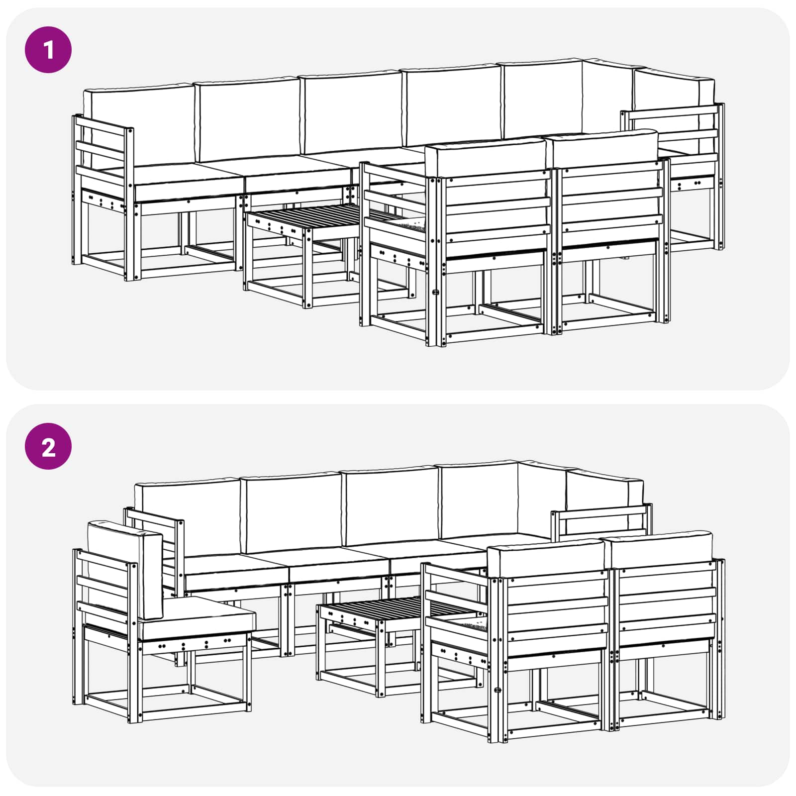 Set vanjskih sofa s jastukom 9 pcs Prirodna i antracit