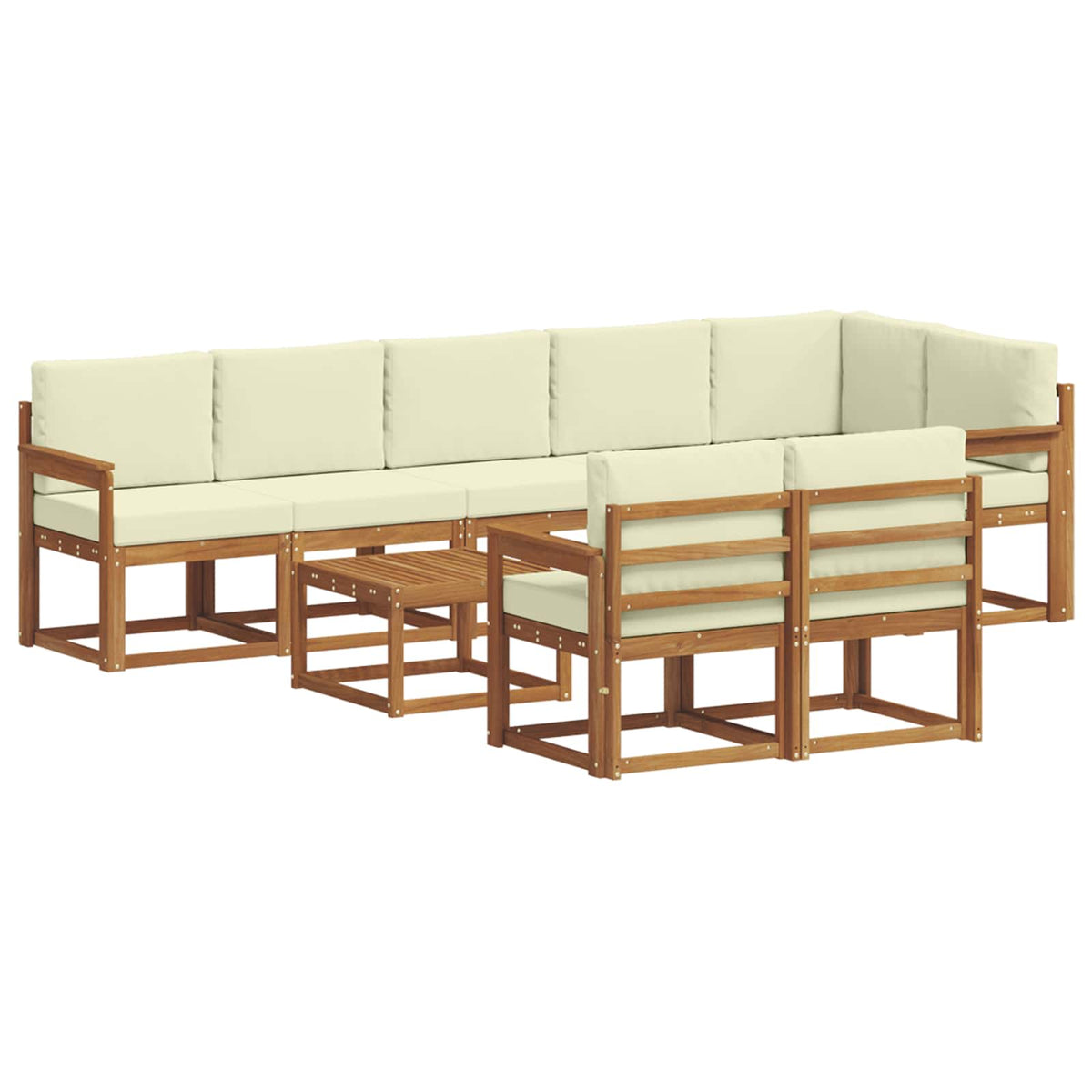 Set vanjskih sofa s jastukom 9 pcs Prirodna i krem