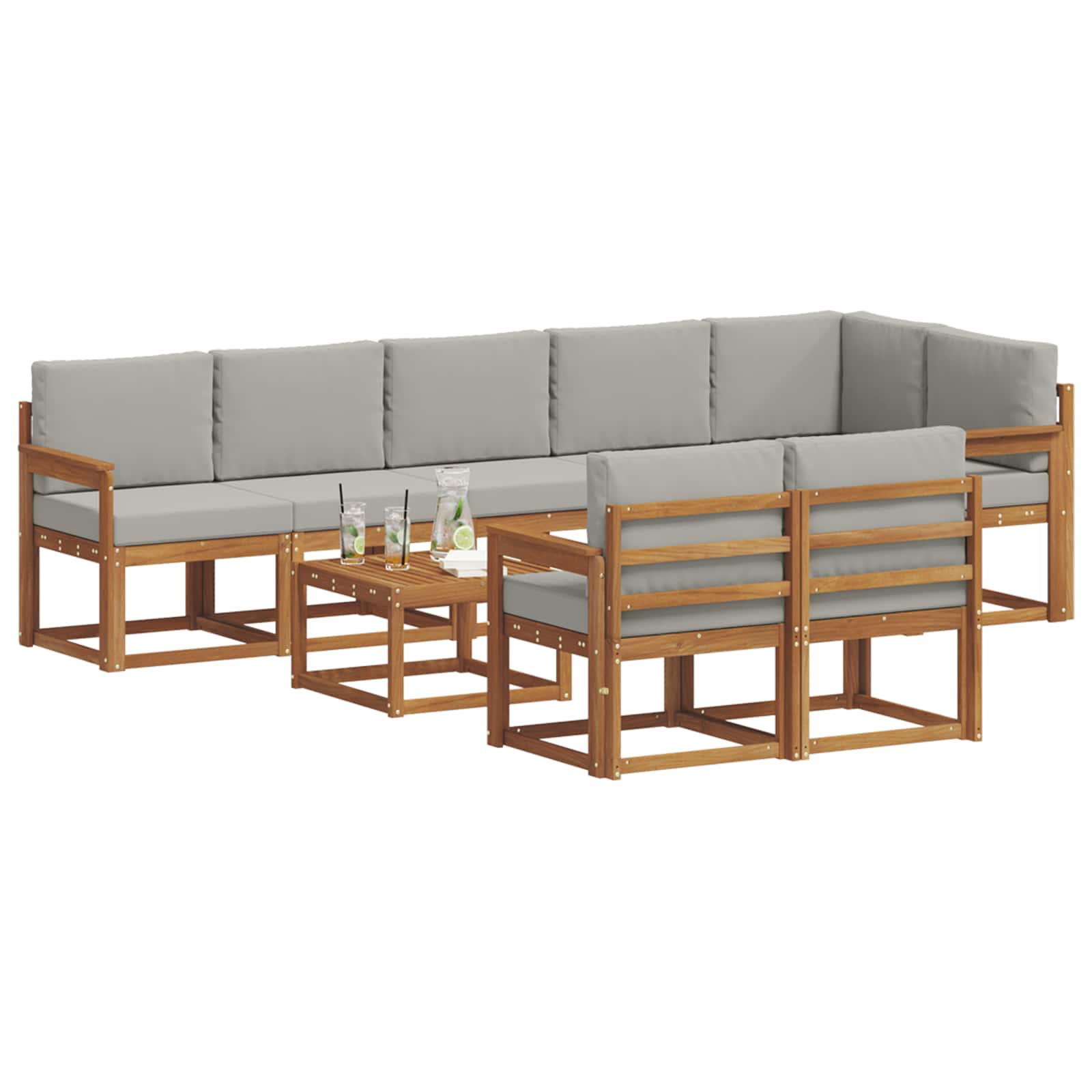 Set vanjskih sofa 9 kom. Prirodna i svijetlo siva