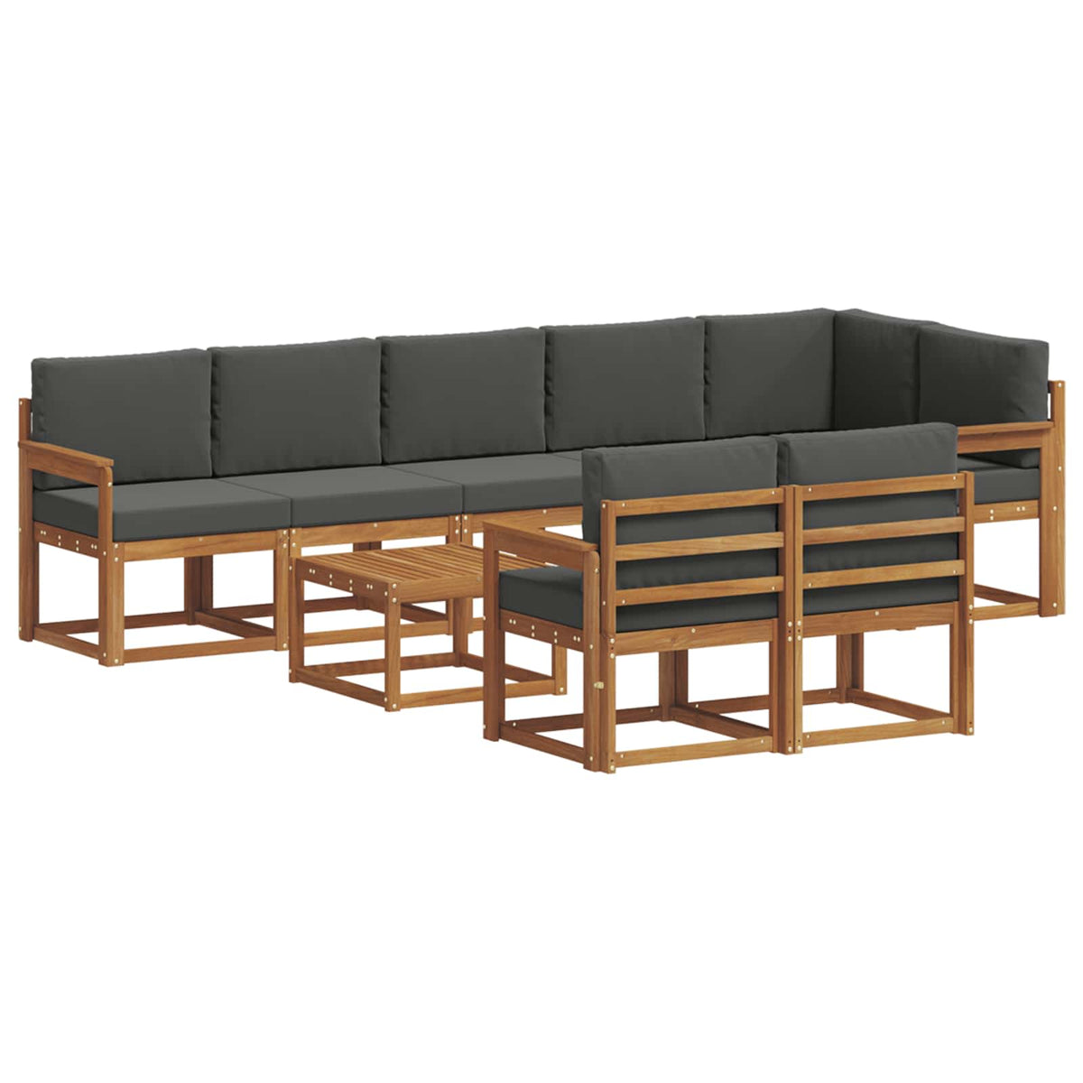 Set vanjskih sofa s jastukom 9 pcs Prirodna i antracit