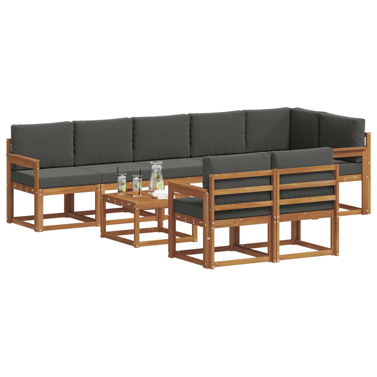 Set vanjskih sofa s jastukom 9 pcs Prirodna i antracit