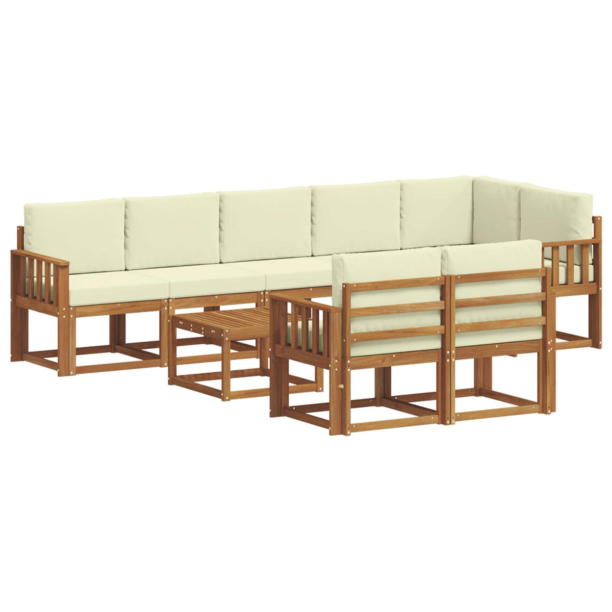 Set vanjskih sofa s jastukom 9 pcs Prirodna i krem