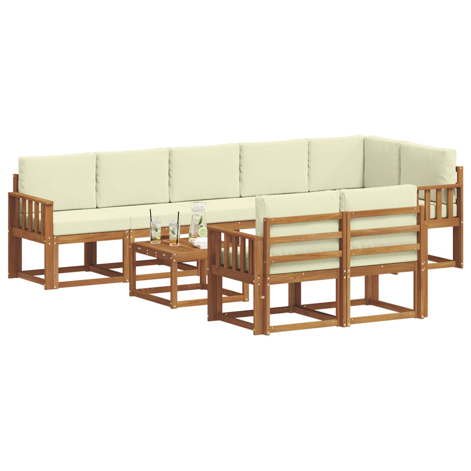 Set vanjskih sofa s jastukom 9 pcs Prirodna i krem