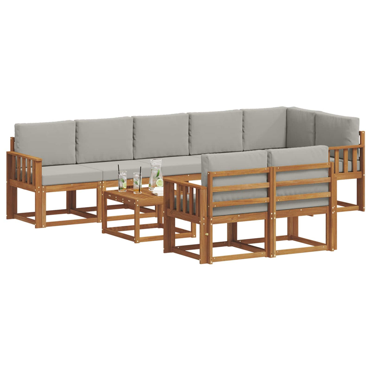 Set vanjskih sofa 9 kom. Prirodna i svijetlo siva