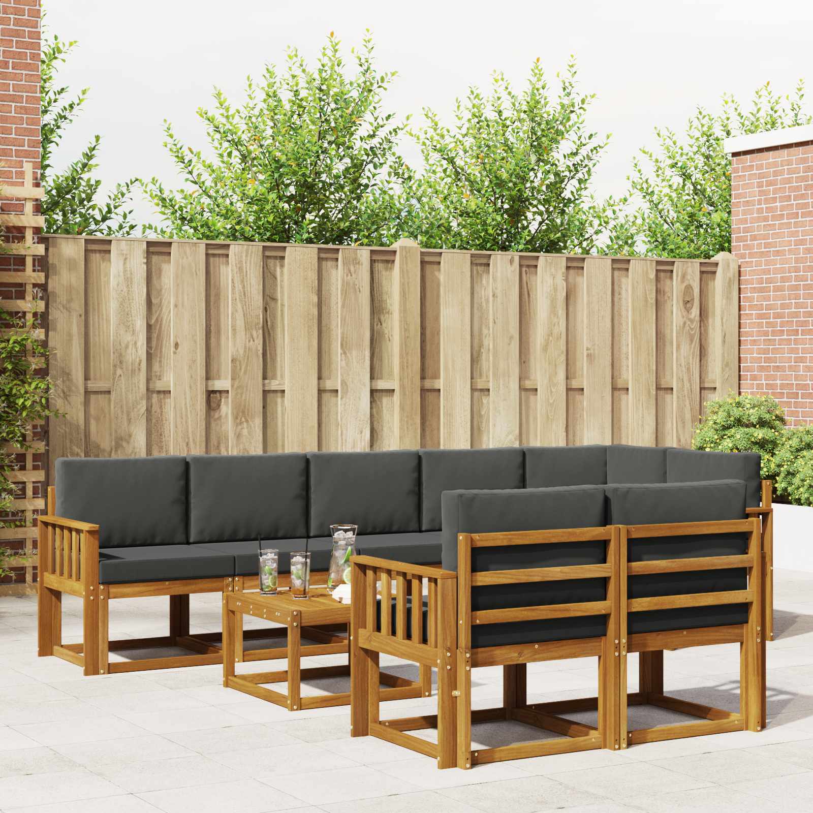 Set vanjskih sofa s jastukom 9 pcs Prirodna i antracit