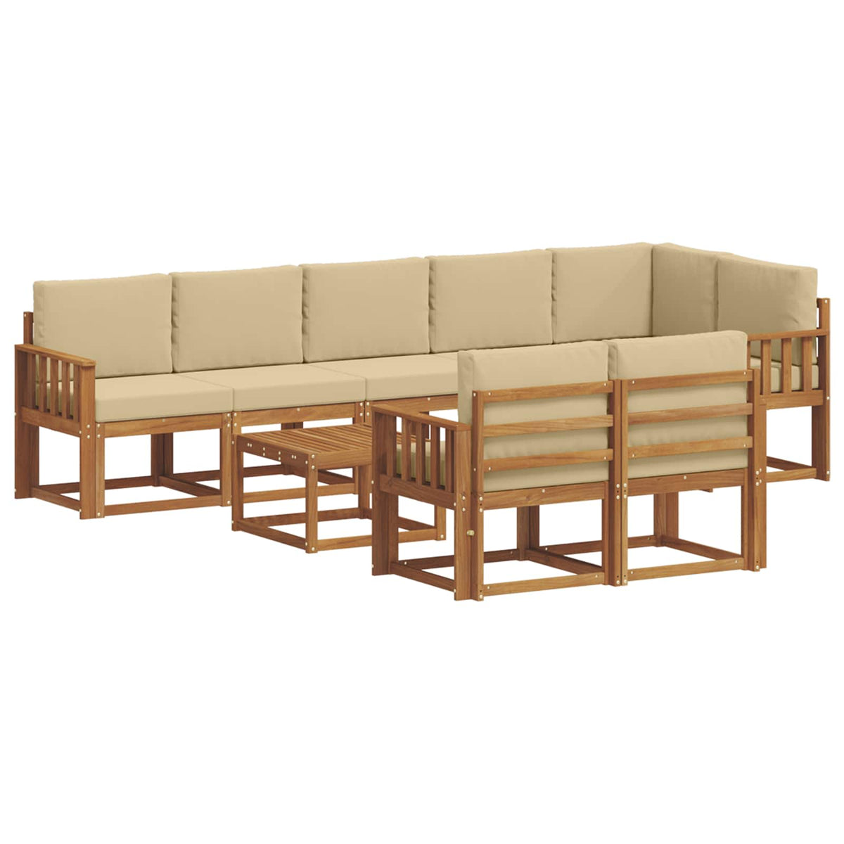 Set vanjskih sofa s jastukom 9 pcs Prirodna i bež
