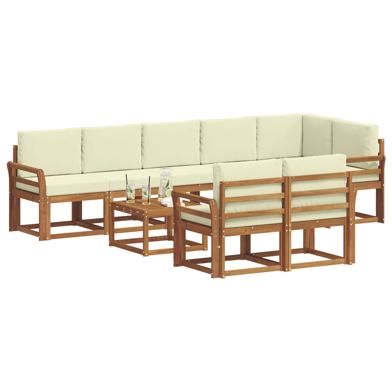 Set vanjskih sofa s jastukom 9 pcs Prirodna i krem