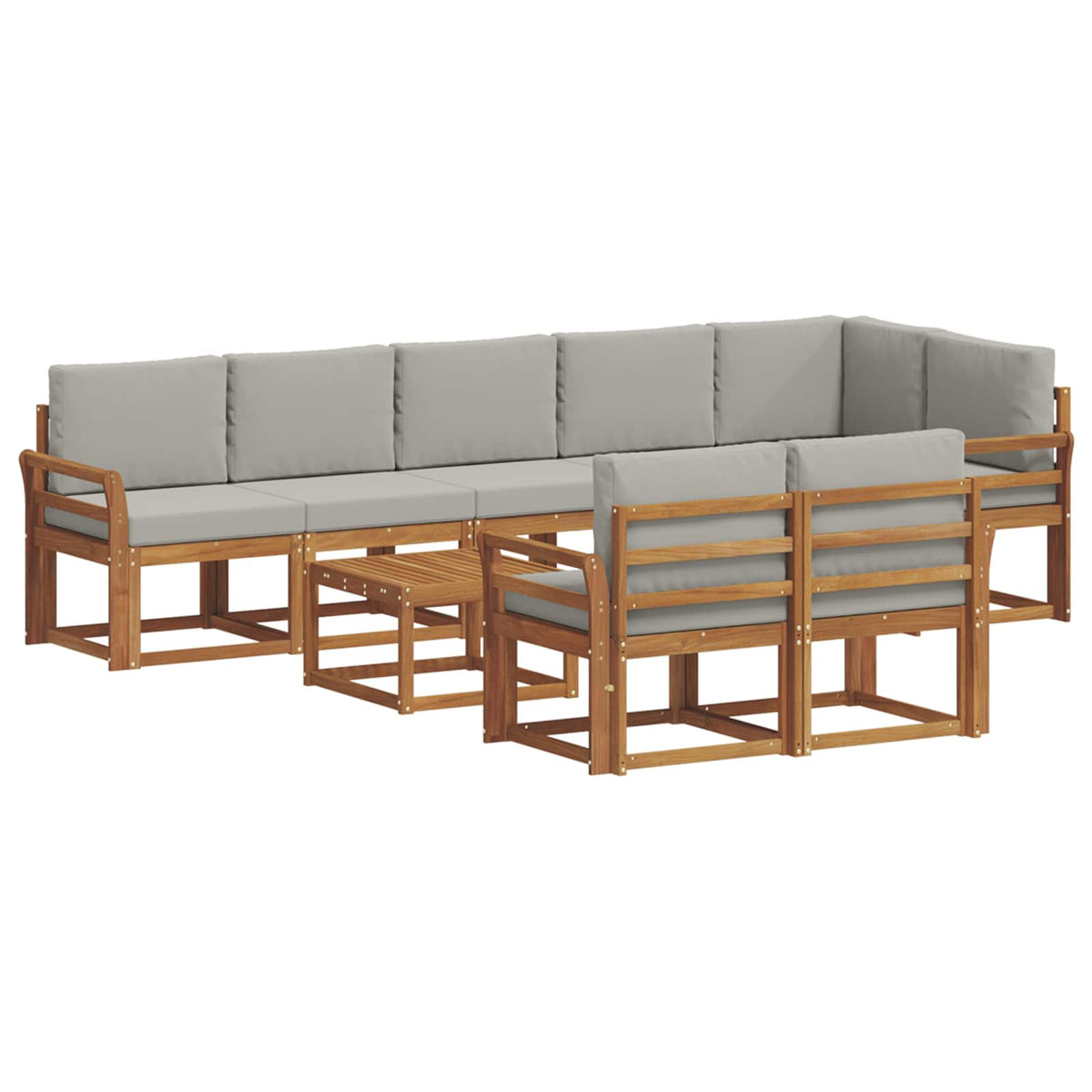 Set vanjskih sofa 9 kom. Prirodna i svijetlo siva