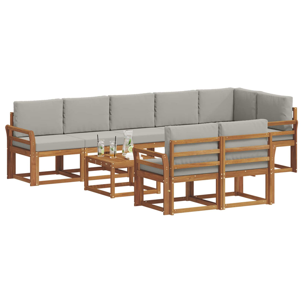 Set vanjskih sofa 9 kom. Prirodna i svijetlo siva