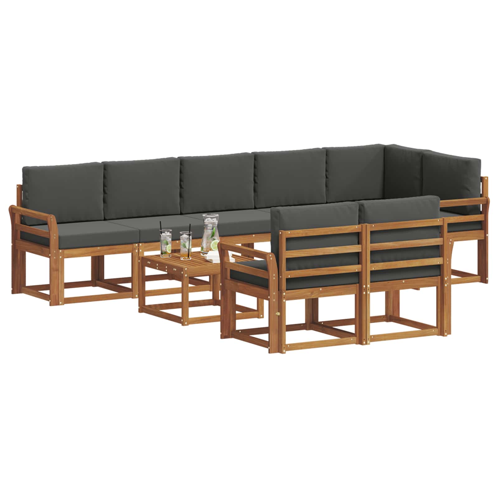 Set vanjskih sofa s jastukom 9 pcs Prirodna i antracit