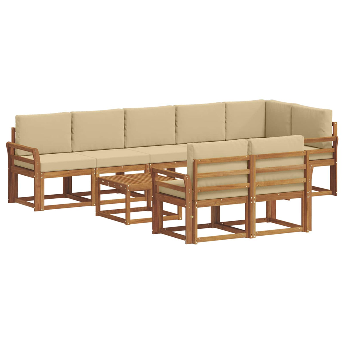 Set vanjskih sofa s jastukom 9 pcs Prirodna i bež