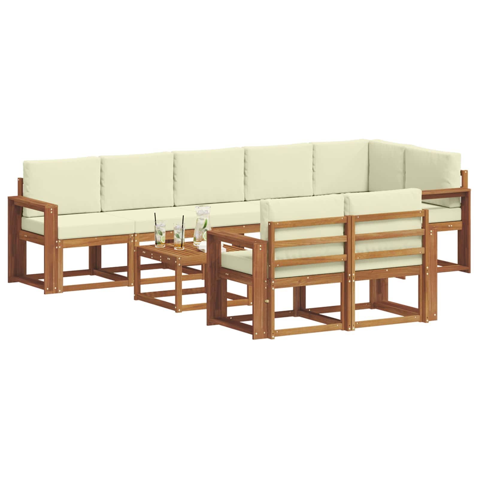 Set vanjskih sofa s jastukom 9 pcs Prirodna i krem