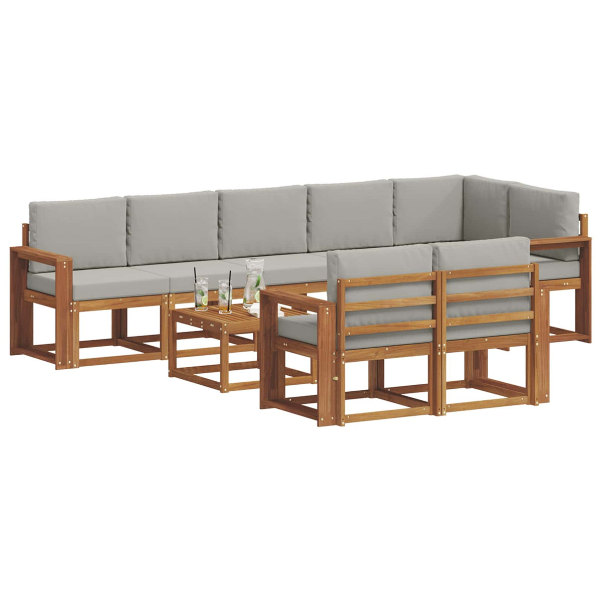 Set vanjskih sofa 9 kom. Prirodna i svijetlo siva