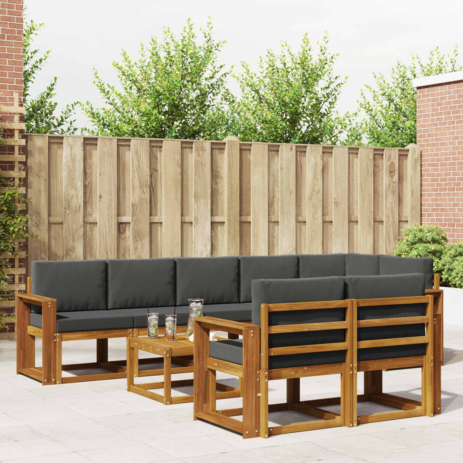 Set vanjskih sofa s jastukom 9 pcs Prirodna i antracit