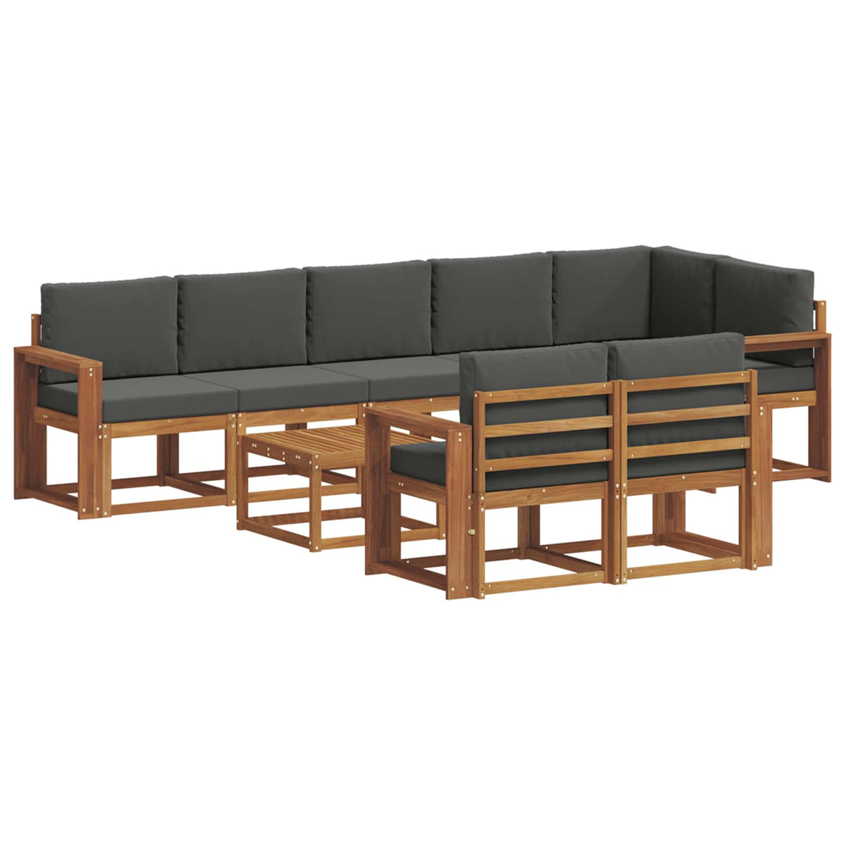 Set vanjskih sofa s jastukom 9 pcs Prirodna i antracit