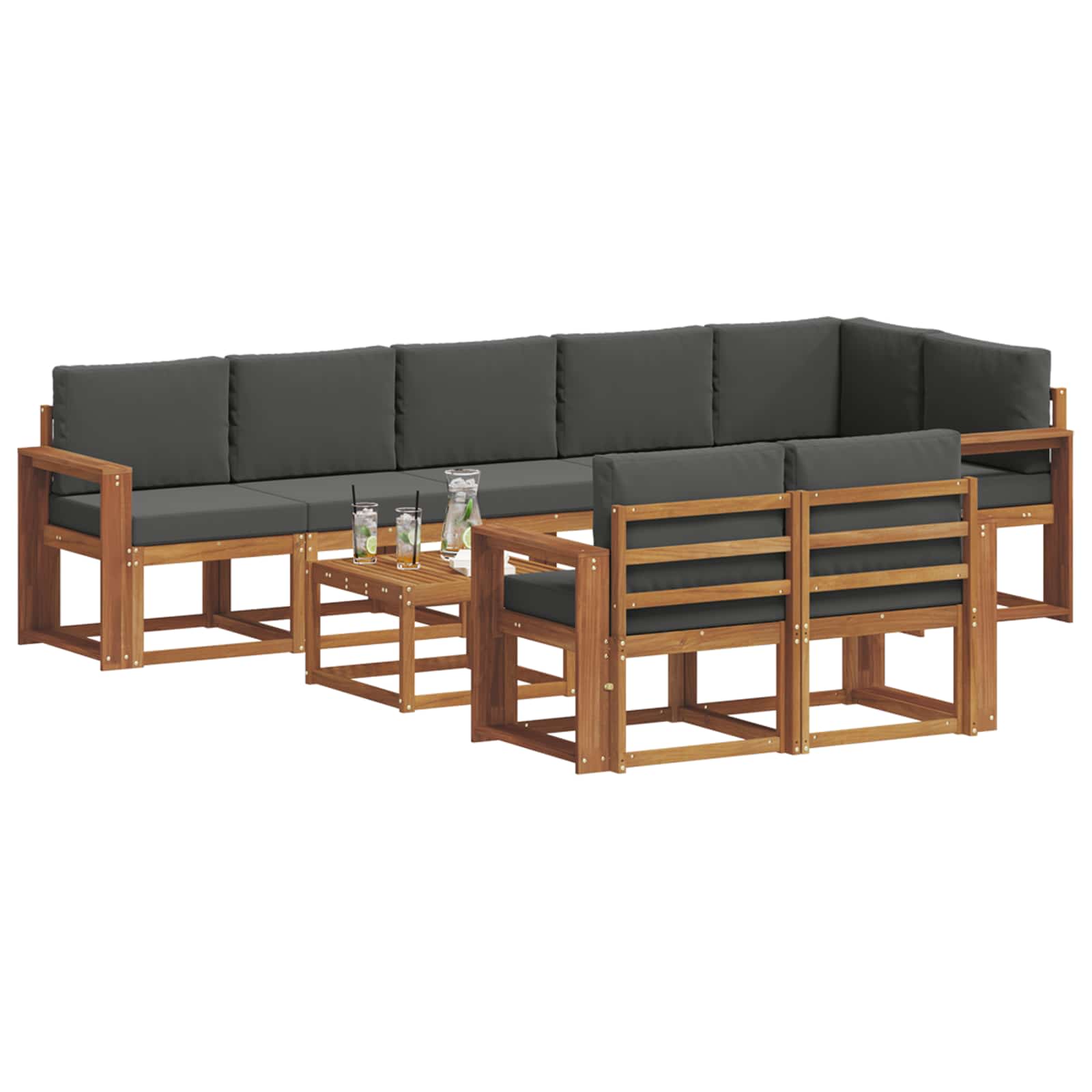 Set vanjskih sofa s jastukom 9 pcs Prirodna i antracit