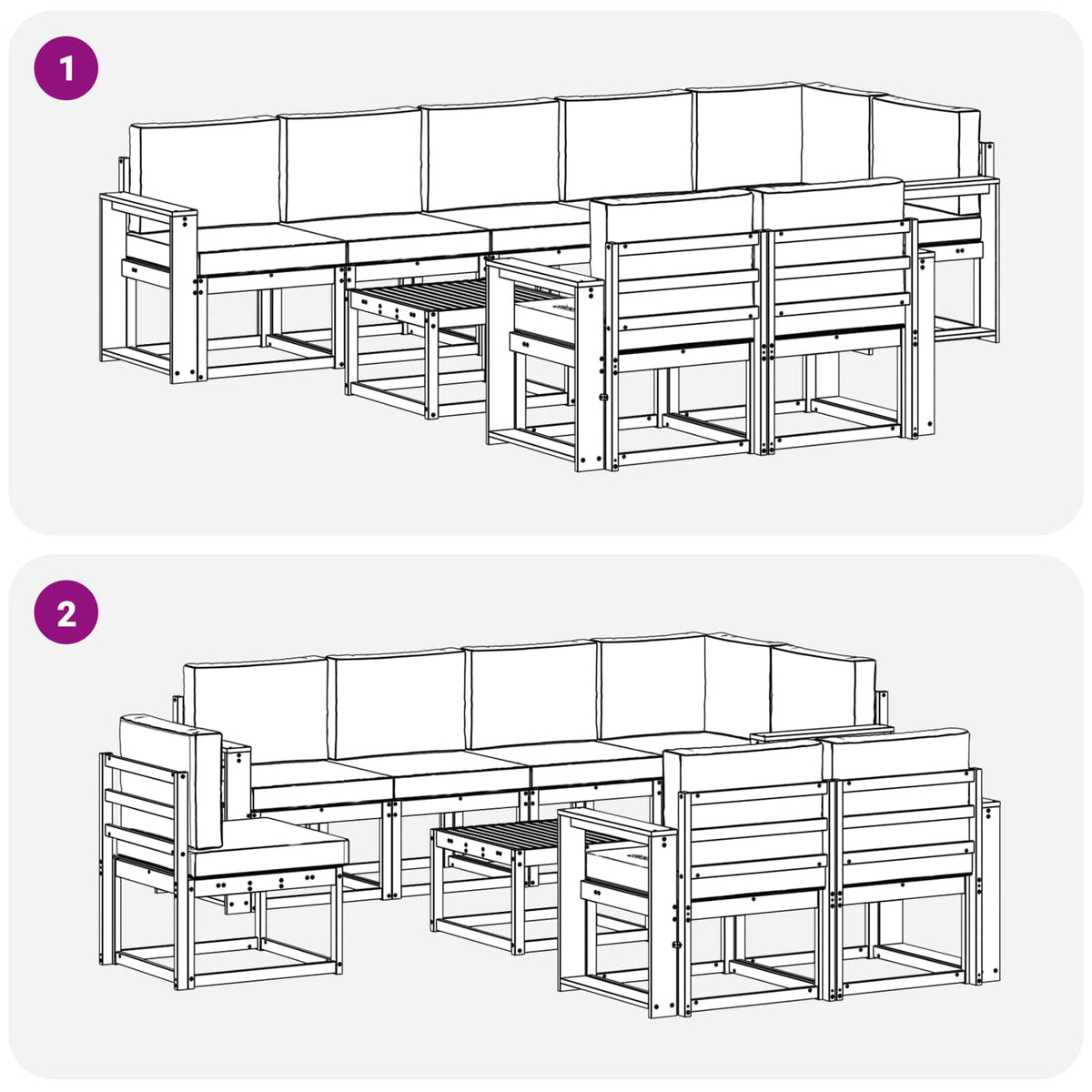 Set vanjskih sofa s jastukom 9 pcs Prirodna i bež