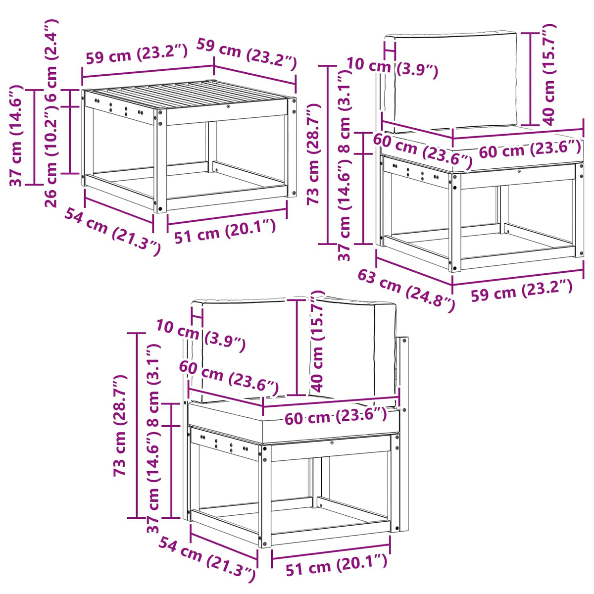 Set vanjskih sofa s jastukom 9 pcs Prirodna i krem