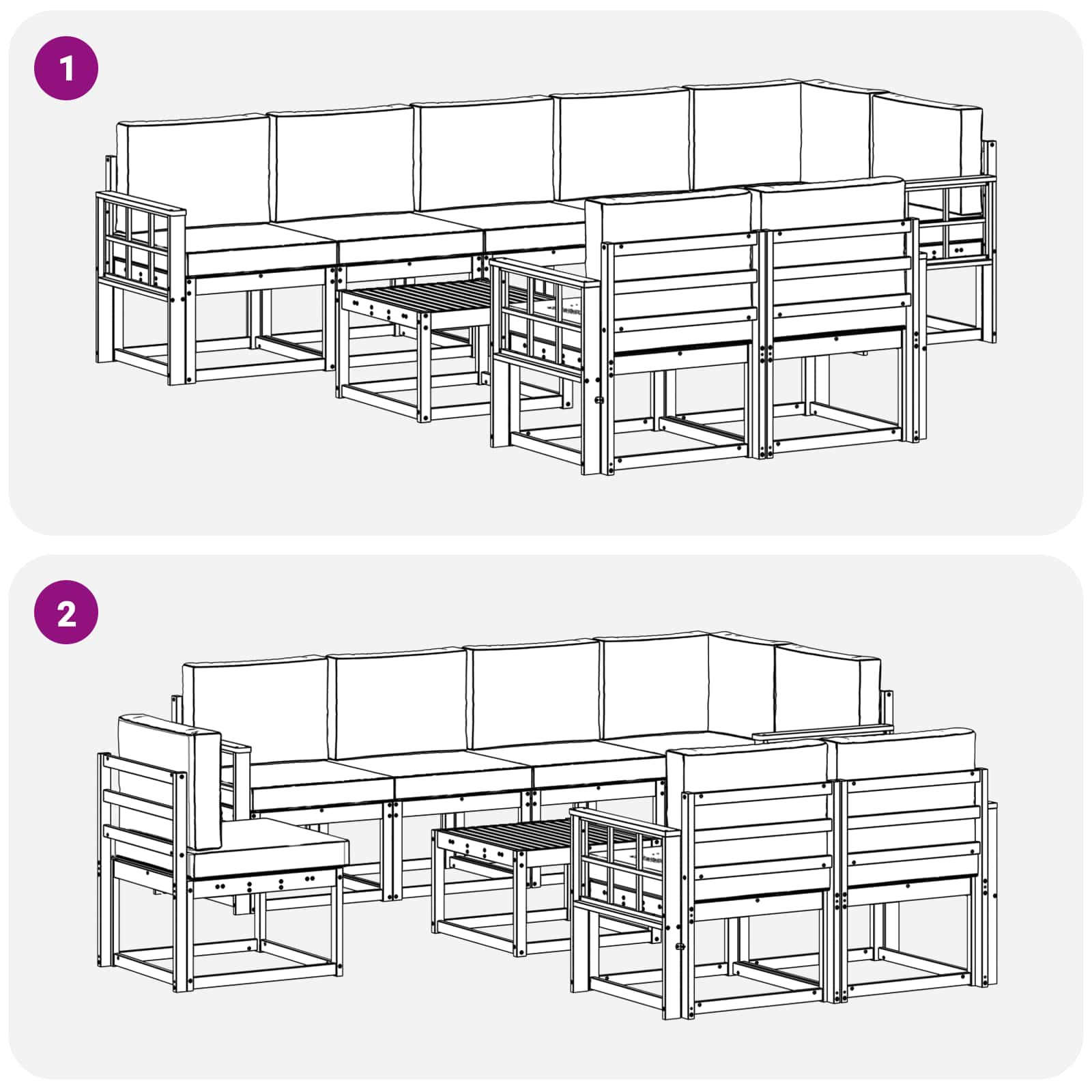 Set vanjskih sofa s jastukom 9 pcs Prirodna i krem