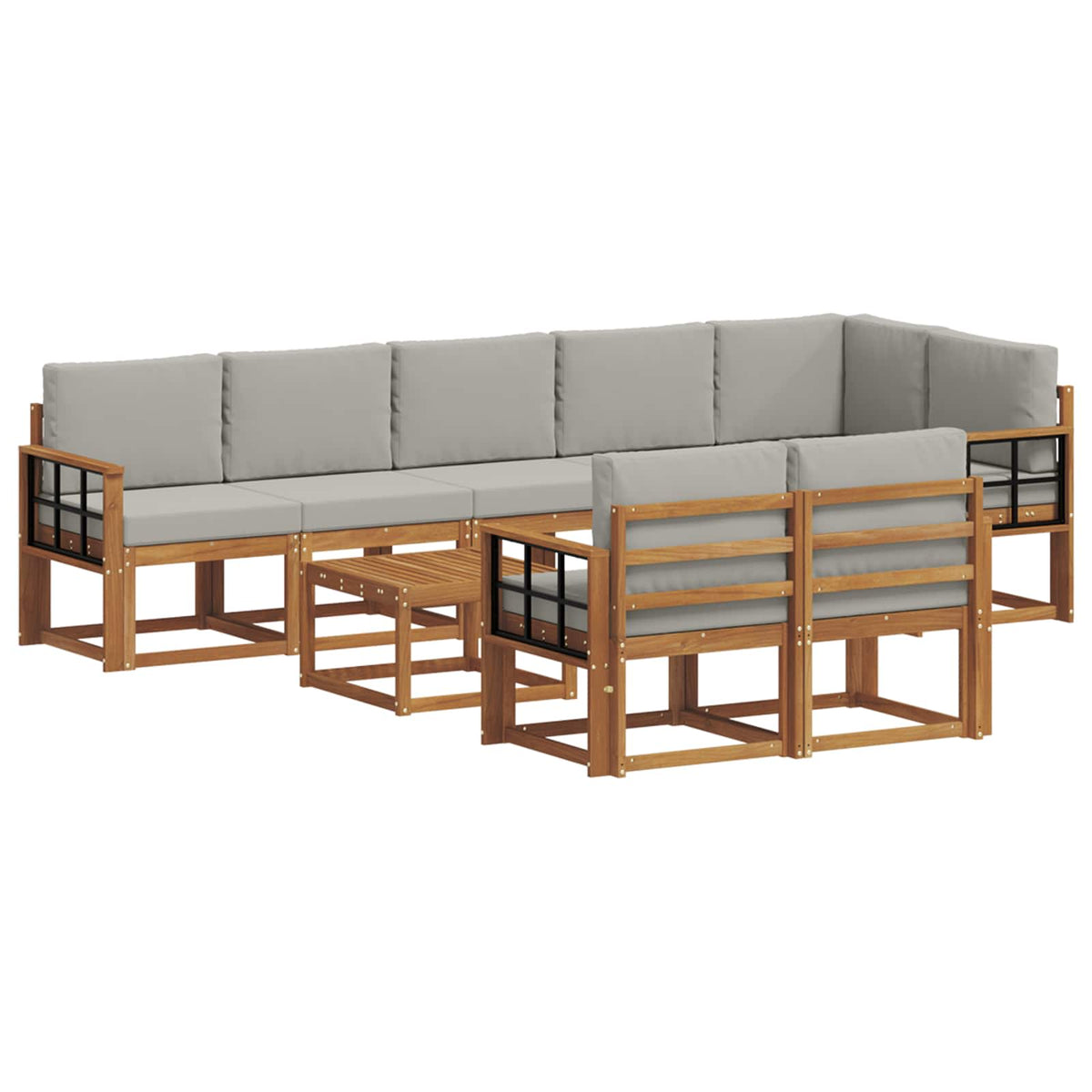 Set vanjskih sofa 9 kom. Prirodna i svijetlo siva