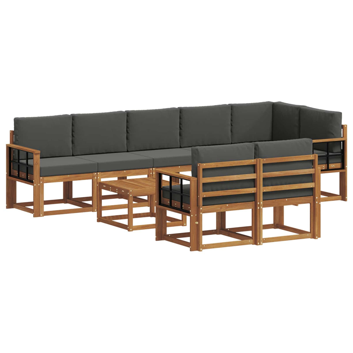 Set vanjskih sofa 9 kom. Prirodna i antracit