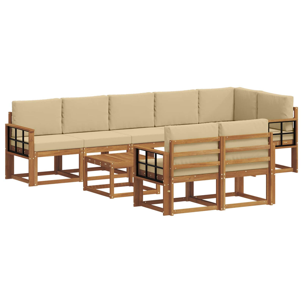Set vanjskih sofa s jastukom 9 pcs Prirodna i bež