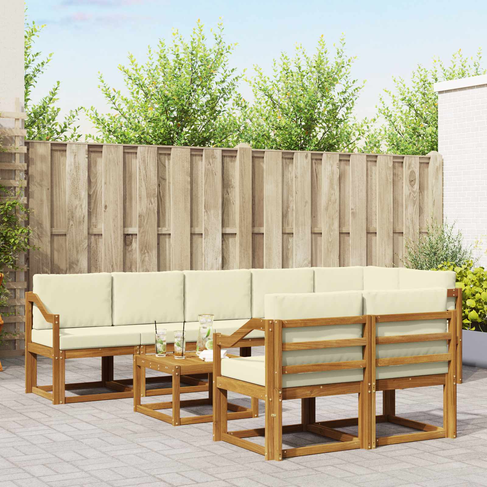 Set vanjskih sofa s jastukom 9 pcs Prirodna i krem