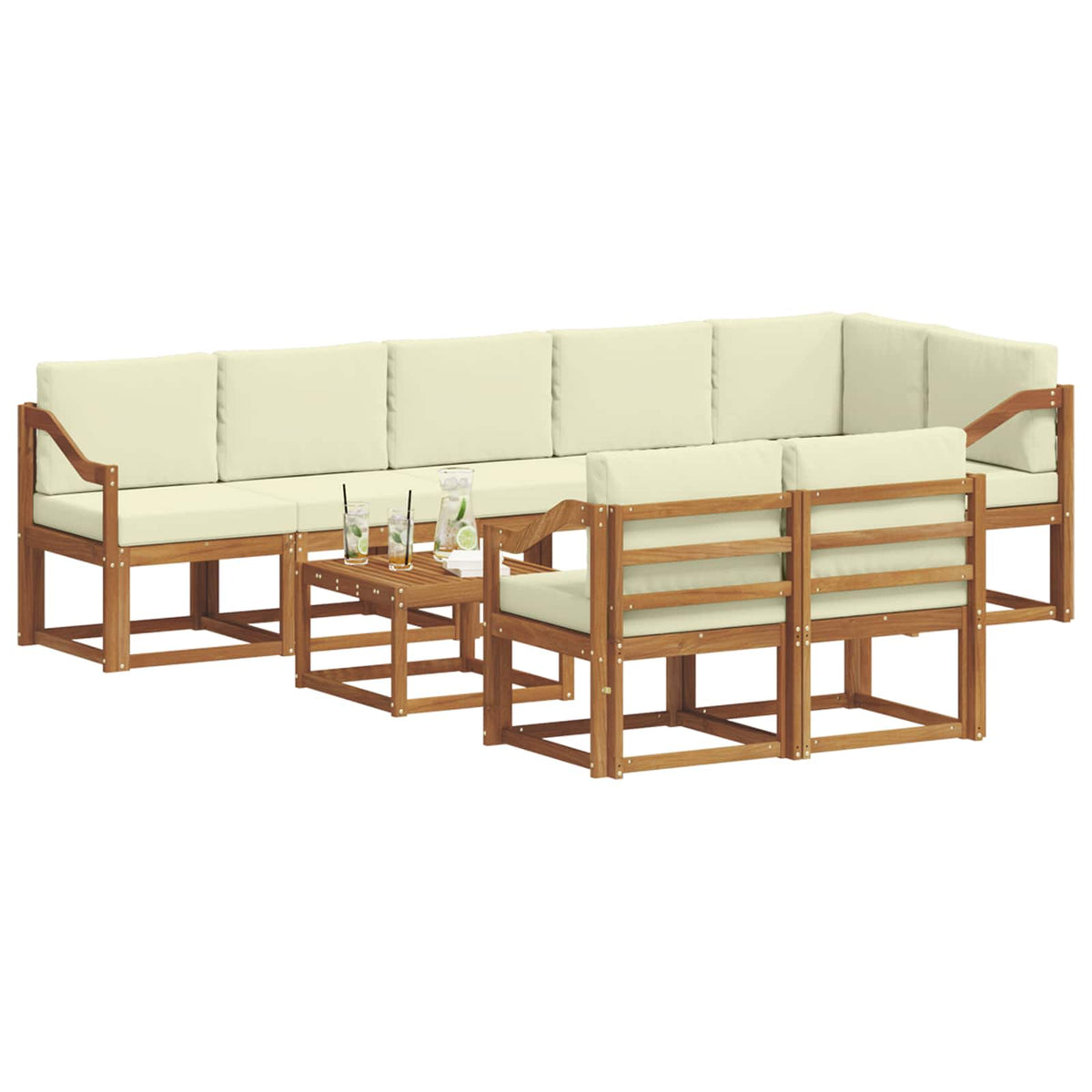 Set vanjskih sofa s jastukom 9 pcs Prirodna i krem