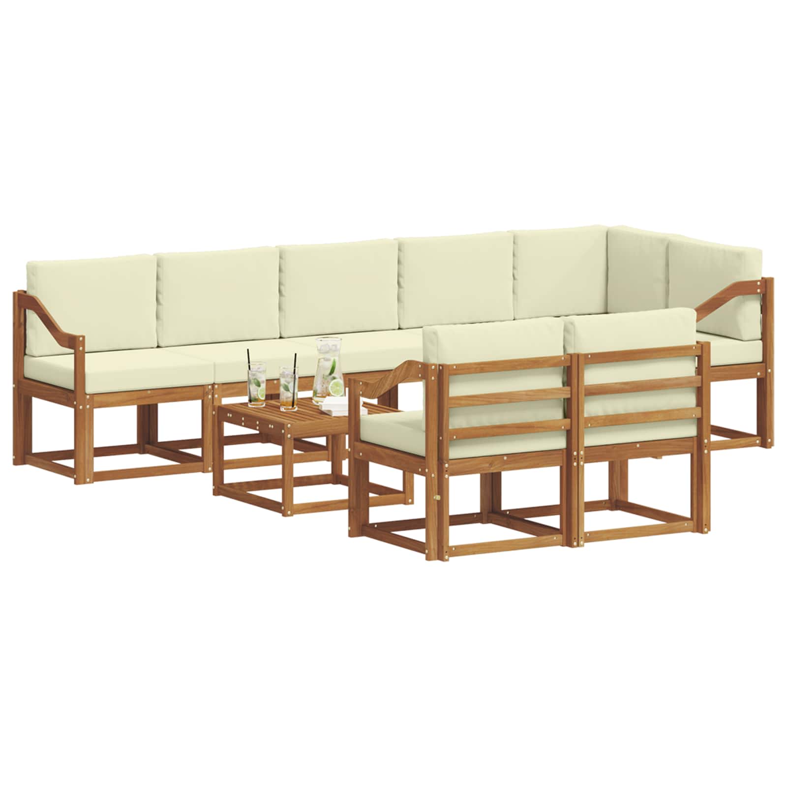 Set vanjskih sofa s jastukom 9 pcs Prirodna i krem