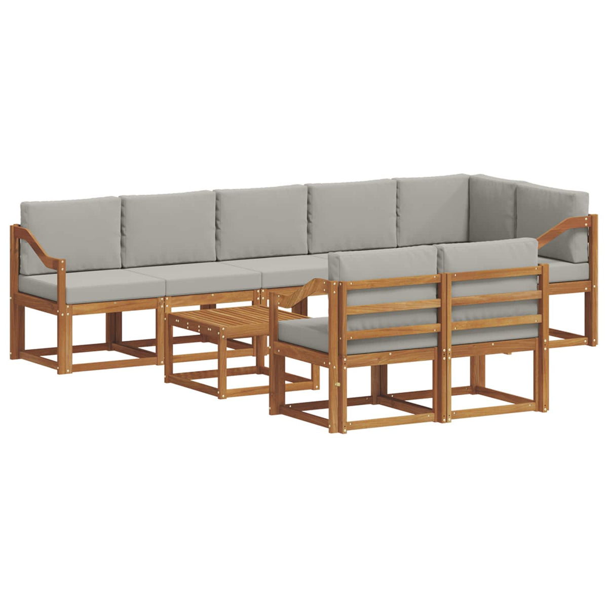 Set vanjskih sofa 9 kom. Prirodna i svijetlo siva