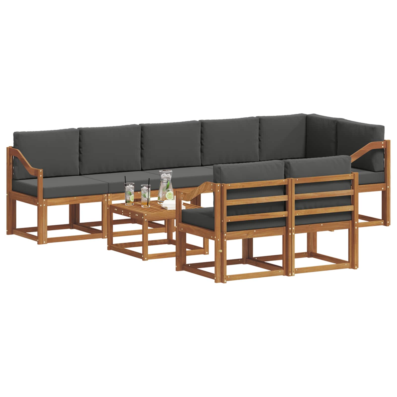 Set vanjskih sofa s jastukom 9 pcs Prirodna i antracit