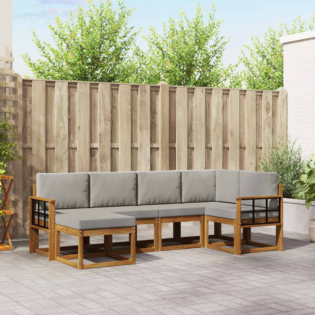 Set vanjskih sofa 6 kom. Prirodna i svijetlo siva