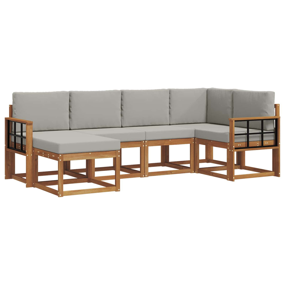 Set vanjskih sofa 6 kom. Prirodna i svijetlo siva