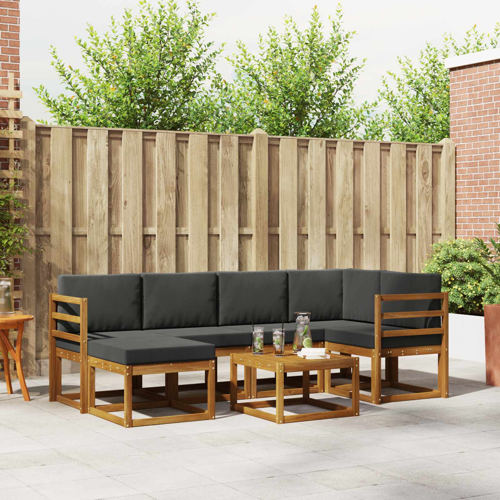 Set vanjskih sofa s jastukom 7 pcs Prirodna i antracit