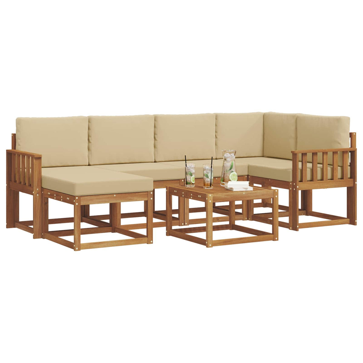 Set vanjskih sofa 7 kom. Prirodna i bež