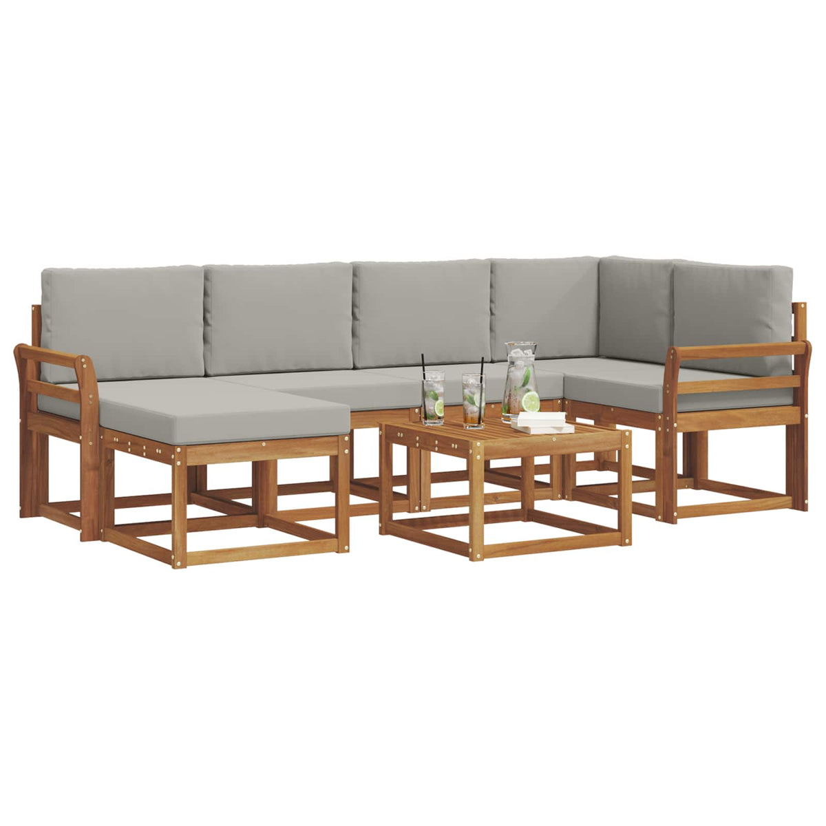 Set vanjskih sofa 7 kom. Prirodna i svijetlo siva